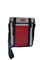 Sacoche explorateur toile 100 pour cent chanvre Rouge et Naturel - Le Canebier en Provence